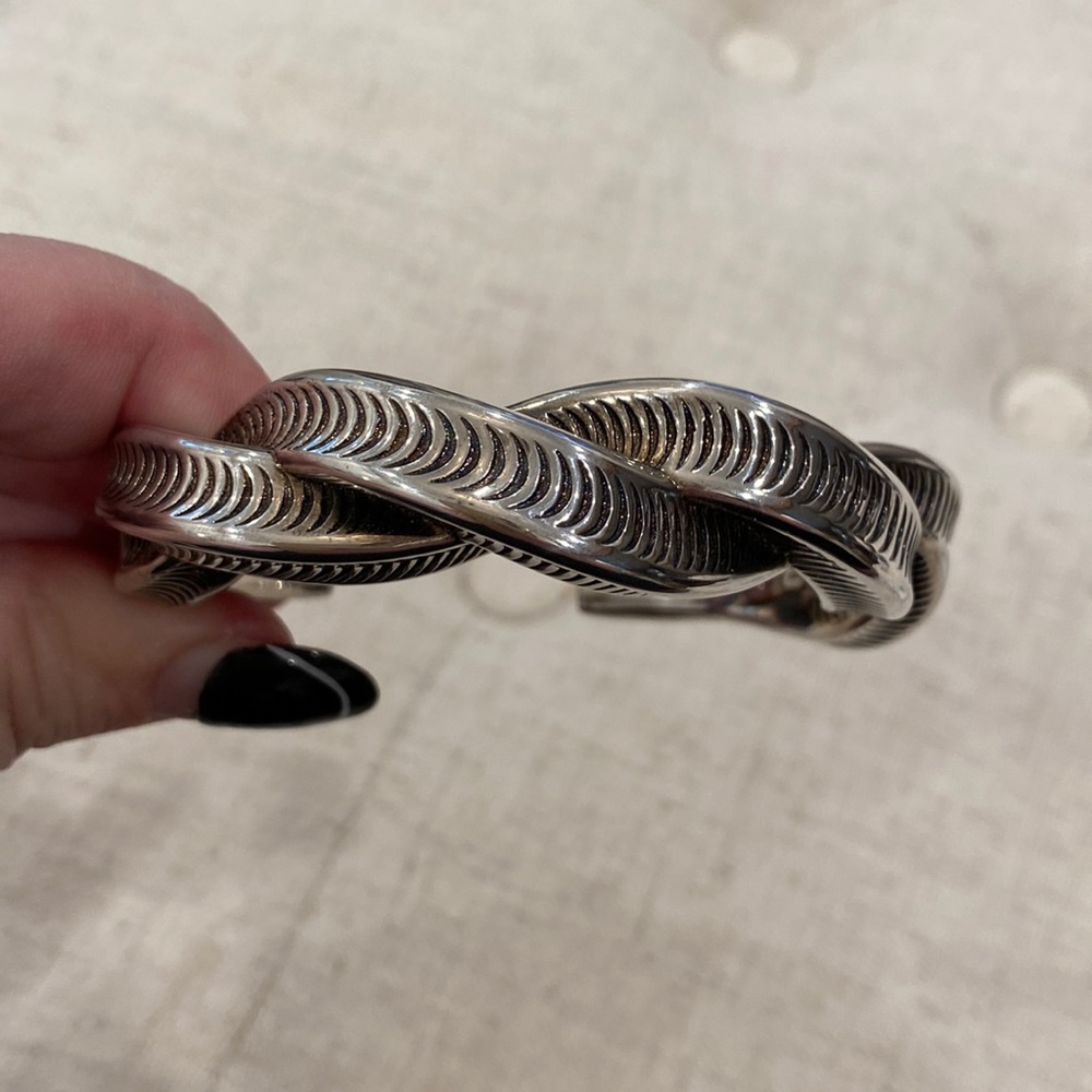 Saint Laurent Marrakech Twisted Serpentine Cuff Bracelet in Silver